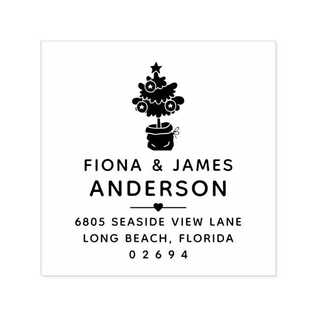 Tampon Auto-encreur Arbre de Noël moderne Adresse de retour (Design)