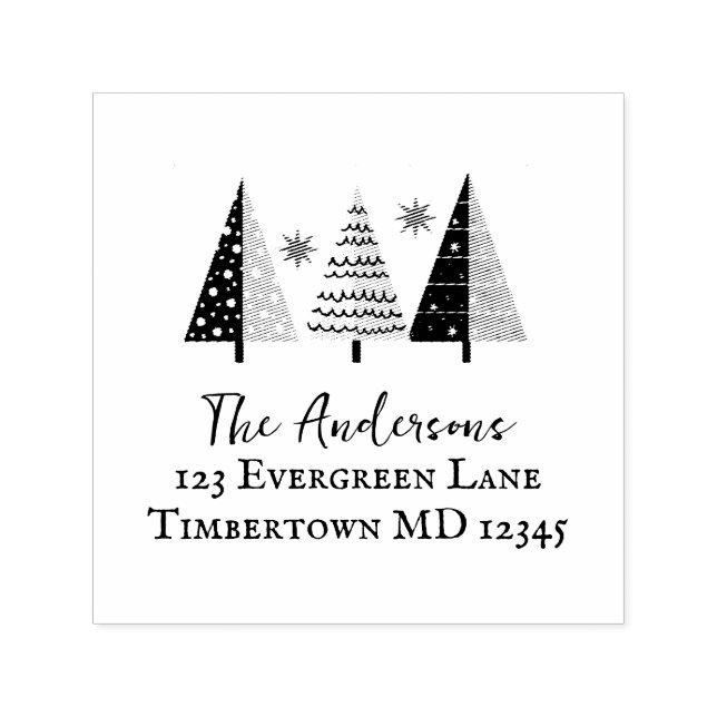 Tampon Auto-encreur Arbre de Noël saisonnier Adresse de retour (Design)