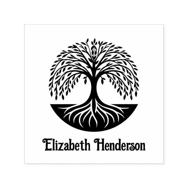 Tampon Auto-encreur Arbre de vie #3 avec nom facultatif (Design)