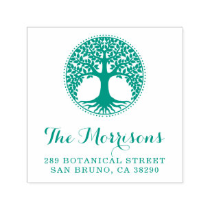 Tampon Auto-encreur Arbre De Vie Nom De Famille Script Adresse De Reto