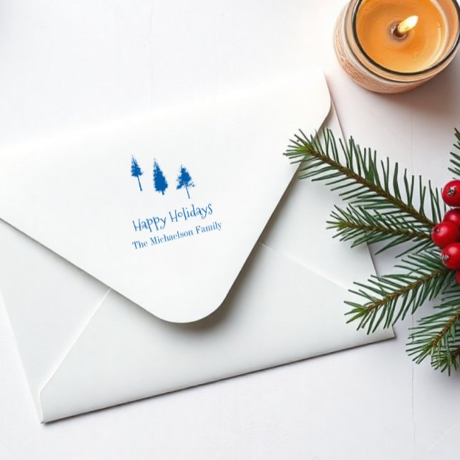 Tampon Auto-encreur Arbres d'hiver bleus de la Marine (Créateur téléchargé)