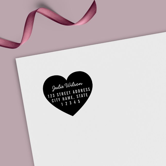 Tampon Auto-encreur Arrière - plan de coeur moderne Adresse personnell (Créateur téléchargé)