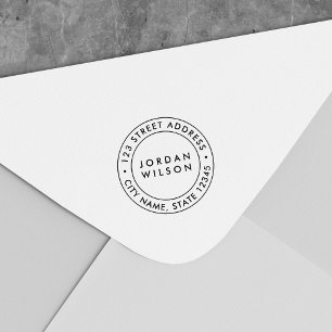 Tampon Auto-encreur Arrondi Double Bordure Moderne Adresse de retour