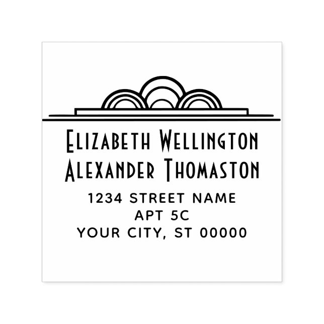 Tampon Auto-encreur Art Déco Couple Deux Nom N° 3 Ret Adresse Embosser (Design)