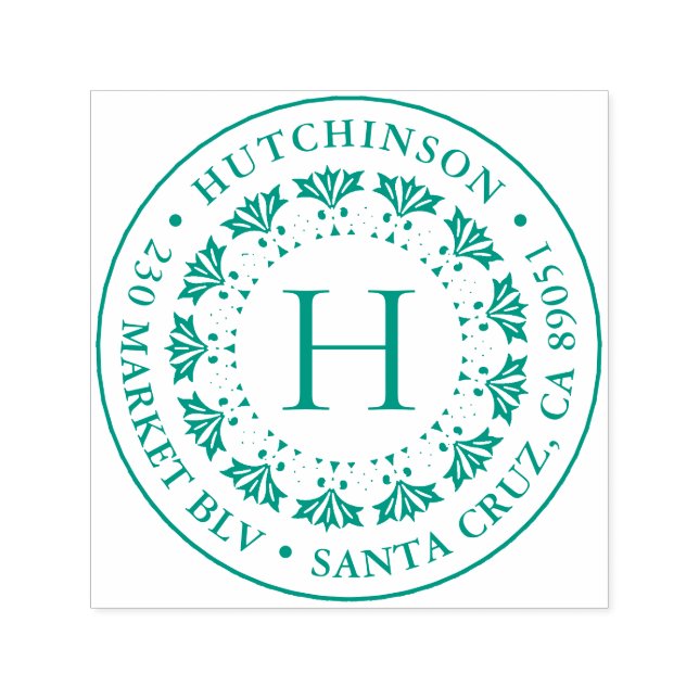 Tampon Auto-encreur Art Deco Monogram Round Nom de famille Retour Adre (Design)