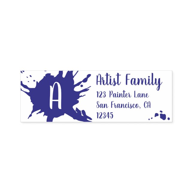 Tampon Auto-encreur Artisan Paint Splash Monogram Adresse de retour (Design)
