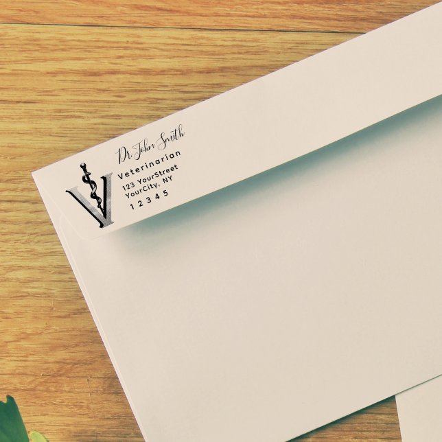 Tampon Auto-encreur Asclepius Vétérinaire Script Moderne Adresse de re (Créateur téléchargé)