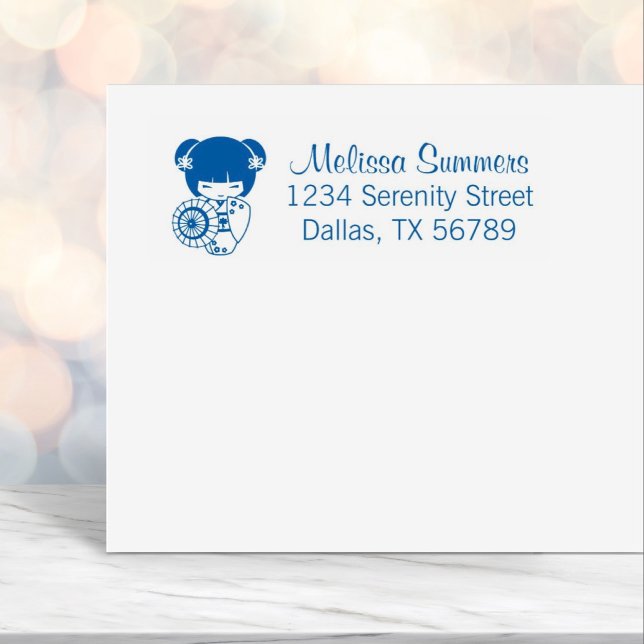 Tampon Auto-encreur Asian Umbrella Girl in Kimono Adresse (Créateur téléchargé)