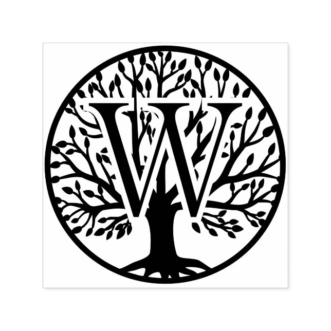 Tampon Auto-encreur Auteur unique initial sur l'arbre de vie #1F (Design)