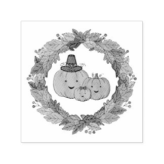Tampon Auto-encreur Autumn Pumpkin Family Wreath