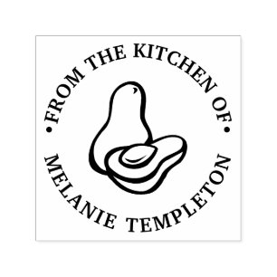 Tampon Auto-encreur Avocado #2 "De la cuisine de" Nom Monogramme