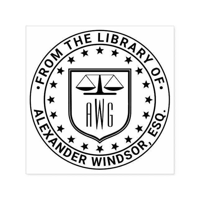 Tampon Auto-encreur Avocat Balance de la Justice #3 Droit Bibliothèque (Design)