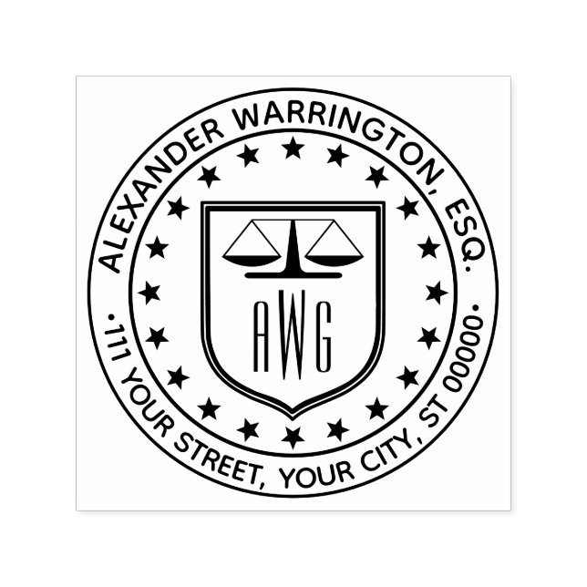 Tampon Auto-encreur Avocat Balance de la Justice #3 Droit Nom juridiqu (Design)