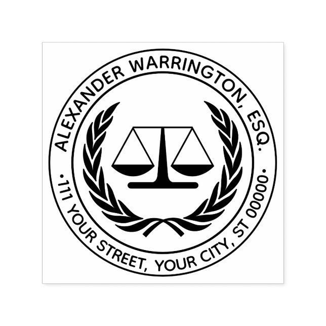 Tampon Auto-encreur Avocat Scales de Justice #4 Loi Nom légal Adresse (Design)