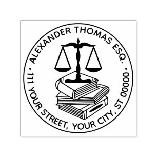 Tampon Auto-encreur Avocat Scales Justice #2 Law Books Nom Adresse