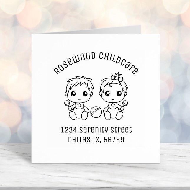 Tampon Auto-encreur Baby Boy Girl Childcare Adresse de garde d'enfants (Créateur téléchargé)