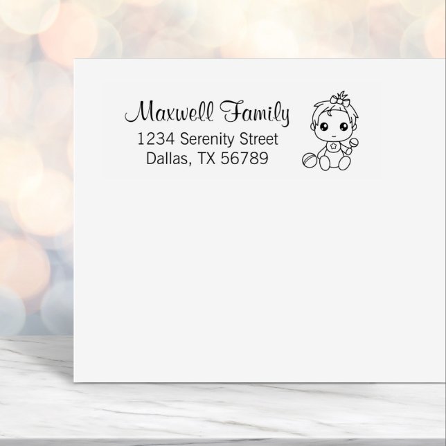 Tampon Auto-encreur Baby Girl Family Adresse (Créateur téléchargé)