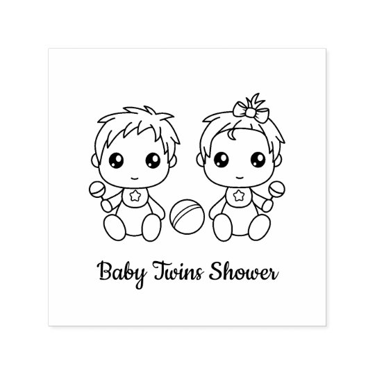 Tampon Auto Encreur Baby Shower De Filles Des Jumeaux Zazzle Fr