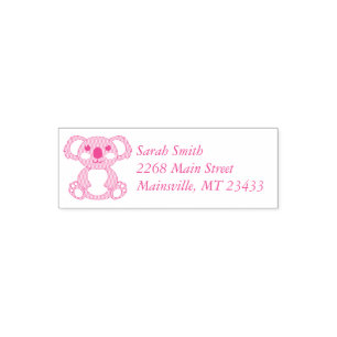 Tampon Auto-encreur Baby shower d'ours rose Koala