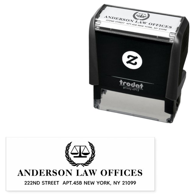 Tampon Auto-encreur Balance de justice laurier (En situation)