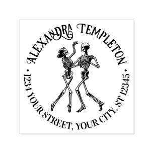 Tampon Auto-encreur Ballroom Dancing Skeleton Couple Nom Ret Adresse