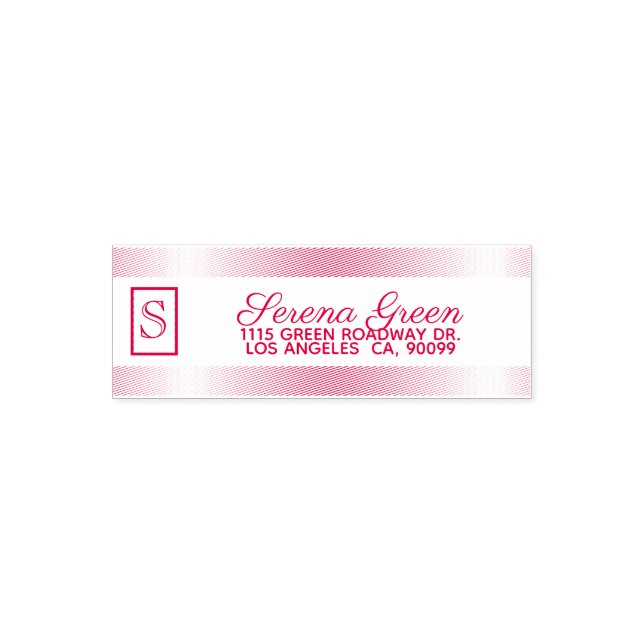 Tampon Auto-encreur Bandes Rouges Et Monogrammes (Design)