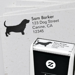 Tampon Auto-encreur Basset Hound  Adresse de retour de silhouette de c