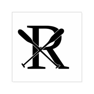 Tampon Auto-encreur Bateau Canoë Rames Sur Monogramme Initial Gras Uni