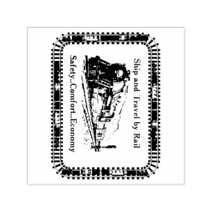 Tampon Auto-encreur Bateau vintage et voyage par chemin de fer