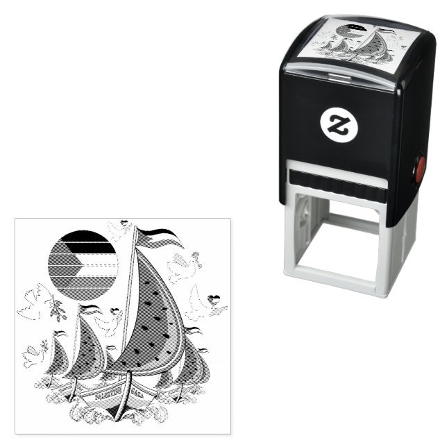 Tampon Auto-encreur Bateaux de la Flottille de la Liberté Mondiale à G (En situation)