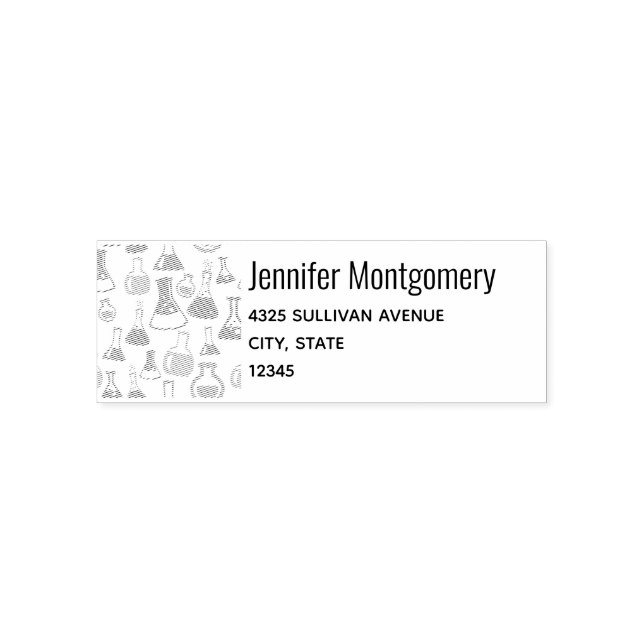 Tampon Auto-encreur Beakers et flacons Fun Science Adresse du Motif (Design)