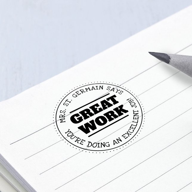 Tampon Auto-encreur Beau travail  | Enseignants personnalisés (Great Work | Personalized Teachers Self-inking Stamp)