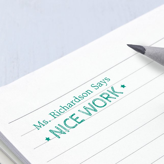 Tampon Auto-encreur Beau travail  | Enseignants personnalisés (Nice Work | Personalized Teachers Self-inking Stamp)