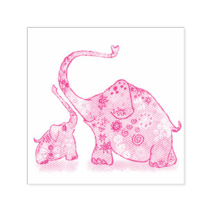 Tampon Auto-encreur Bébé mignon et maman Elephant Timbre couleur
