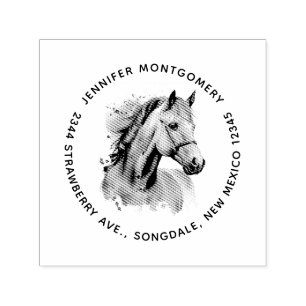 Tampon Auto-encreur Belle Horse Head Portrait Adresse