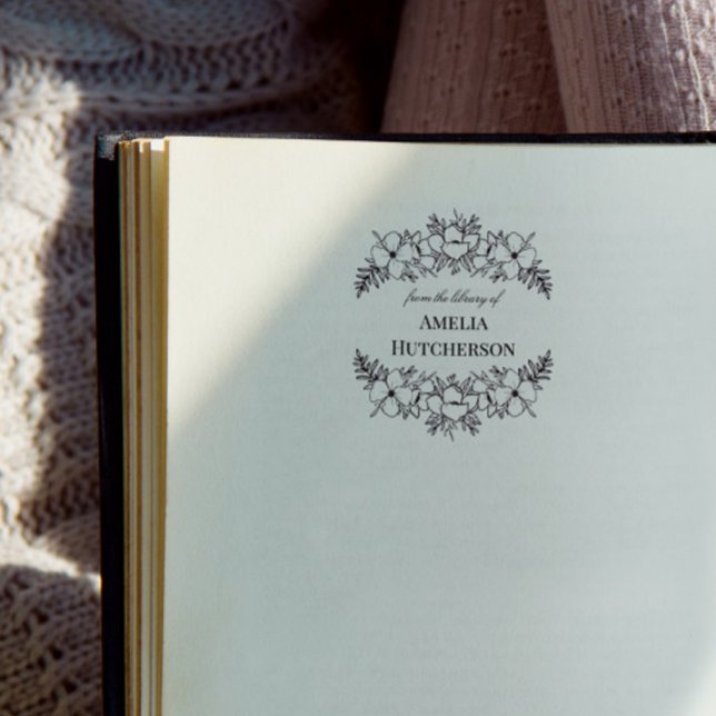 Tampon Auto-encreur Belle planche de livre d'art floral en ligne (Créateur téléchargé)