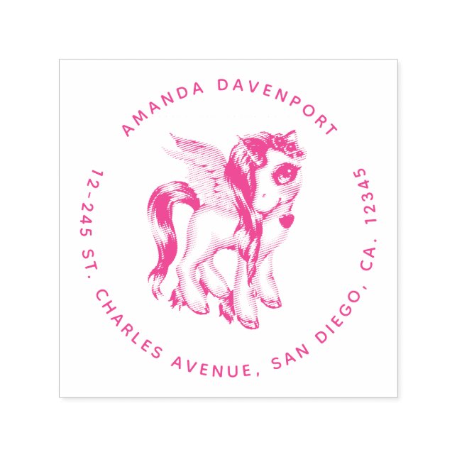 Tampon Auto-encreur Belle Unicorne avec Fancy Mane & Tail (Design)
