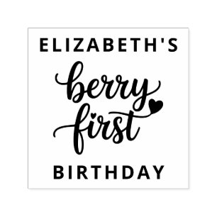 Tampon Auto-encreur Berry First Cute 1er Anniversaire Fille aux fraise