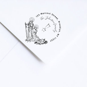 Tampon Auto-encreur Bethlehem Star Holy Family Adresse de retour