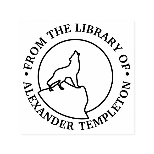 Tampon Auto-encreur Bibliothèque d'art de ligne de loup hurlant à la l (Design)