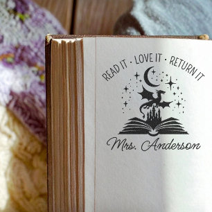 Tampon Auto-encreur Bibliothèque de dragon mignon floral Faites grandi