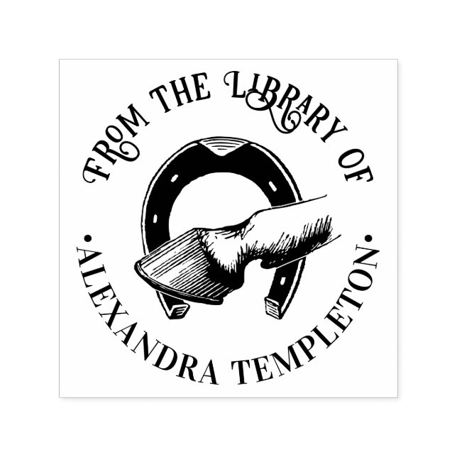 Tampon Auto-encreur Bibliothèque de fer à cheval de sabot de cheval No (Design)