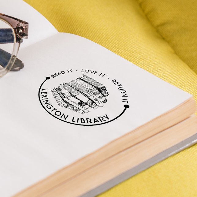 Tampon Auto-encreur Bibliothèque de la ville Lisez-le Aimez-le Rendez- (Town Library Read It Love it Return It Customize Self-inking Stamp)