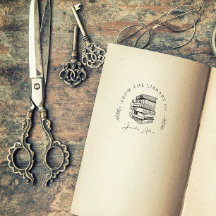 Tampon Auto-encreur Bibliothèque de noms personnalisés vintages Livres