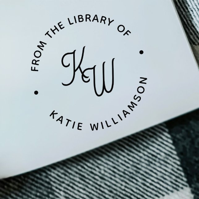 Tampon Auto-encreur Bibliothèque de typographie ronde Initiales minima (Créateur téléchargé)