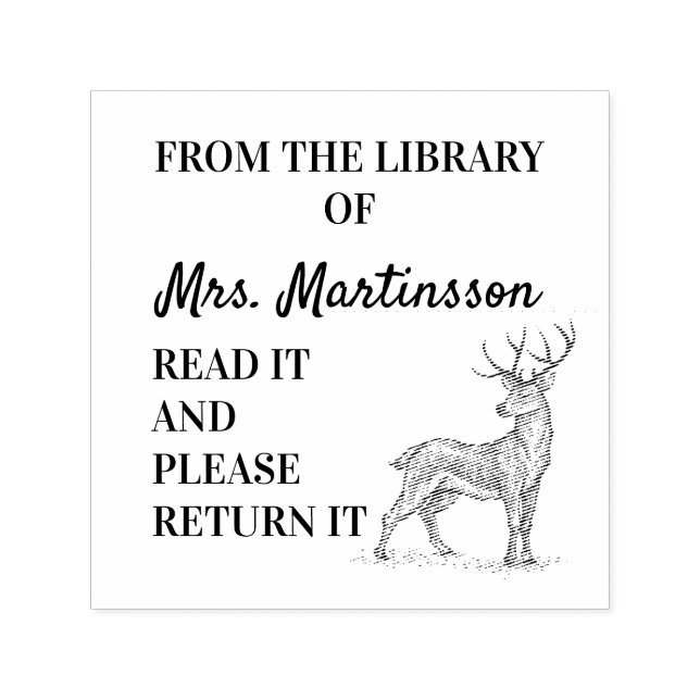 Tampon Auto-encreur Bibliothèque des Enseignants Lire le Retour Cerf (Design)