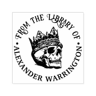 Tampon Auto-encreur Bibliothèque du crâne humain à couronne gothique N