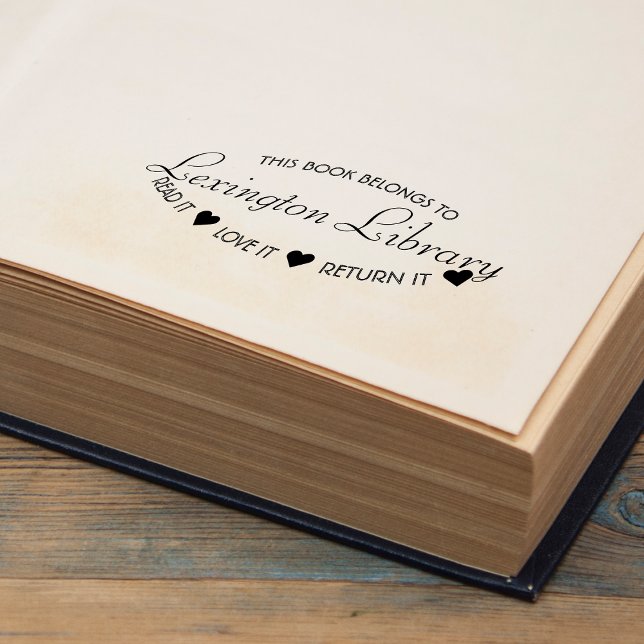 Tampon Auto-encreur Bibliothèque municipale Lire l'amour il le retourn (Town Library Read It Love It Return It Self-inking Stamp)