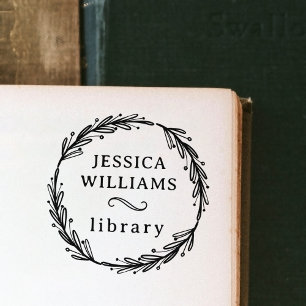 Tampon Auto-encreur Bibliothèque personnelle de la couronne botanique