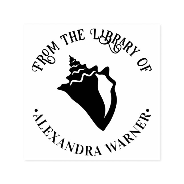 Tampon Auto-encreur Bibliothèque ronde de plage de coquille de conque  (Design)